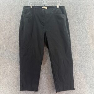 Talbots Womens Pants Black 18W Signature Cropped Stretch‎ Cotton Blend Casual